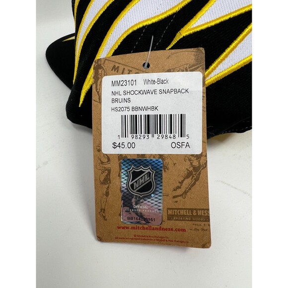 Mitchell & Ness Boston Bruins NHL Hockey Shockwave White Snapback Hat Cap - Picture 6 of 8
